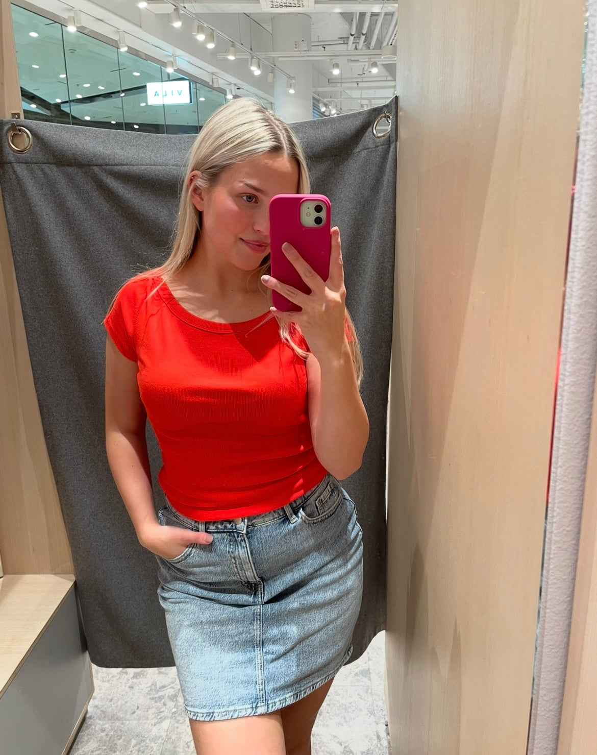 VIKAJA Short Skirt - Light Blue Denim